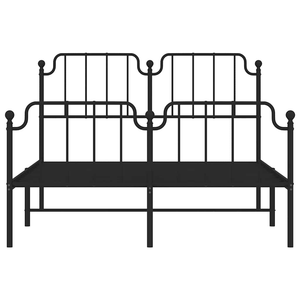 vidaXL Metal Bed Frame without Mattress with Footboard Black 135x190cm