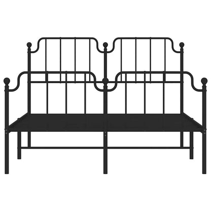 vidaXL Metal Bed Frame without Mattress with Footboard Black 135x190cm