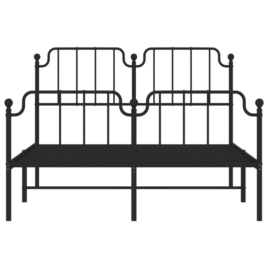 vidaXL Metal Bed Frame without Mattress with Footboard Black 140x190cm