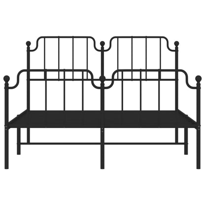 vidaXL Metal Bed Frame without Mattress with Footboard Black 140x190cm