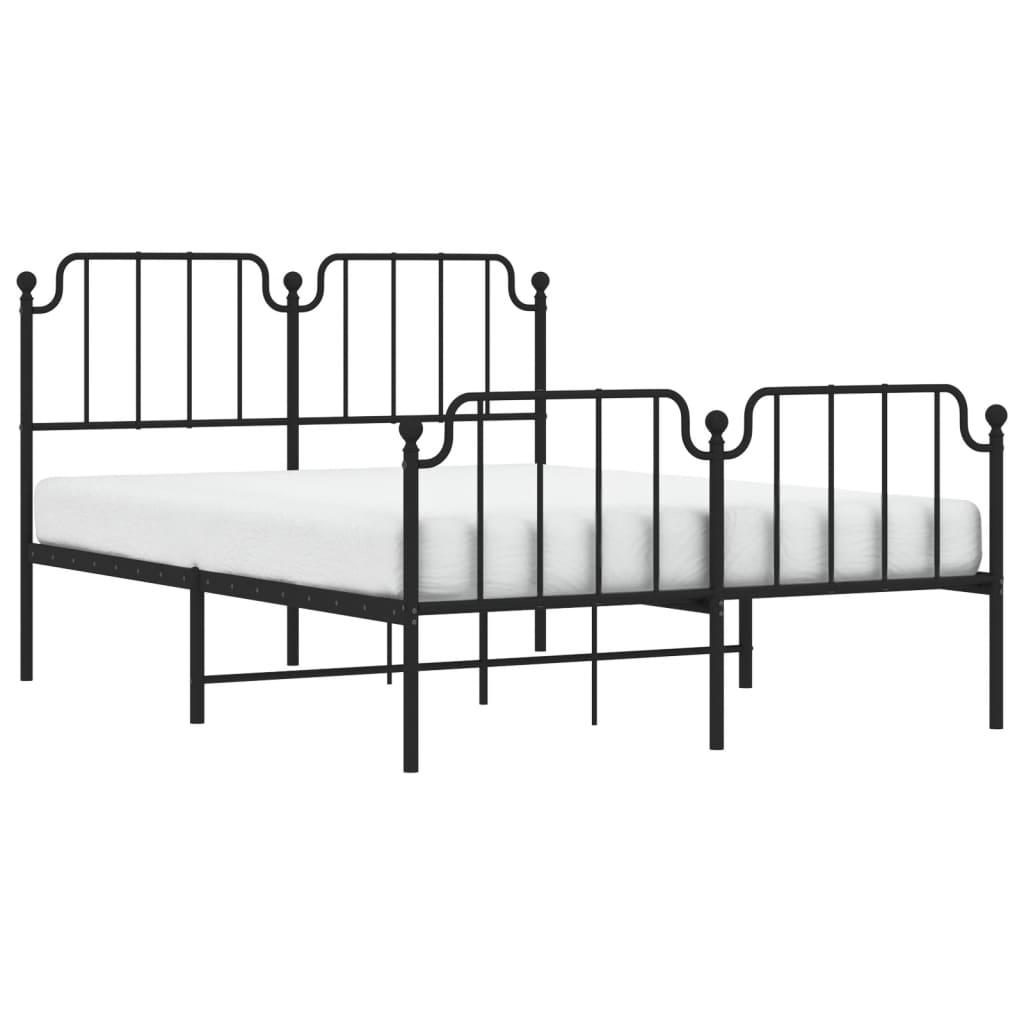 vidaXL Metal Bed Frame without Mattress with Footboard Black 140x200cm