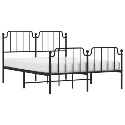 vidaXL Metal Bed Frame without Mattress with Footboard Black 140x200cm