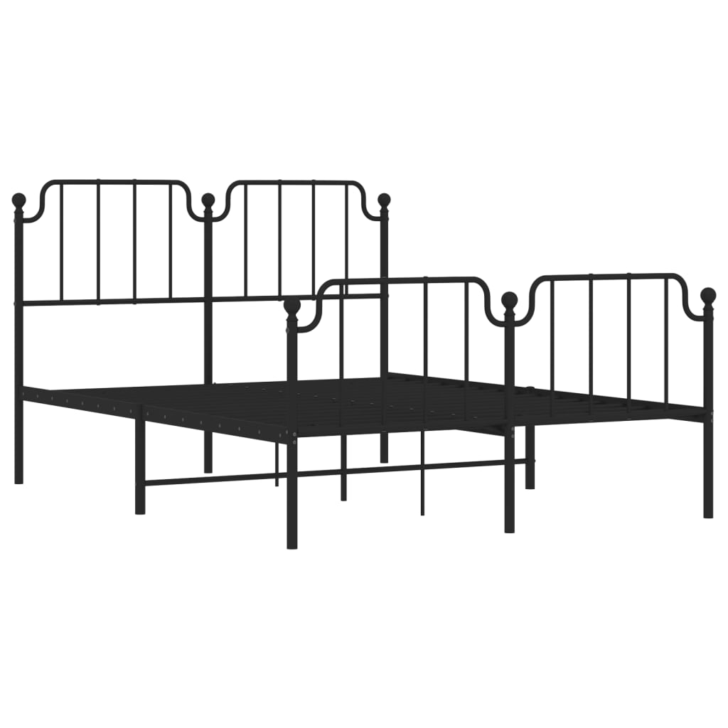 vidaXL Metal Bed Frame without Mattress with Footboard Black 140x200cm