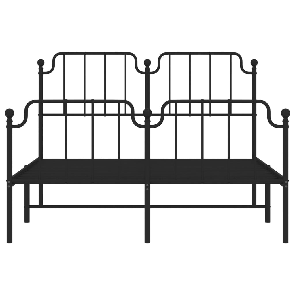 vidaXL Metal Bed Frame without Mattress with Footboard Black 140x200cm