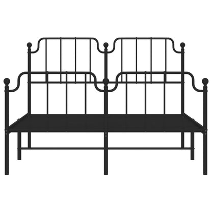 vidaXL Metal Bed Frame without Mattress with Footboard Black 140x200cm