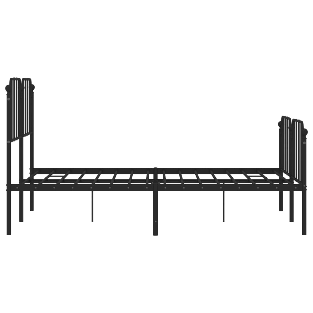 vidaXL Metal Bed Frame without Mattress with Footboard Black 140x200cm