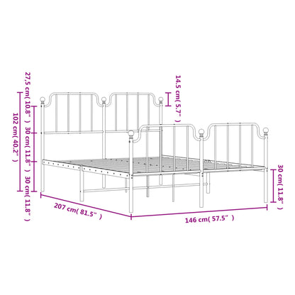 vidaXL Metal Bed Frame without Mattress with Footboard Black 140x200cm