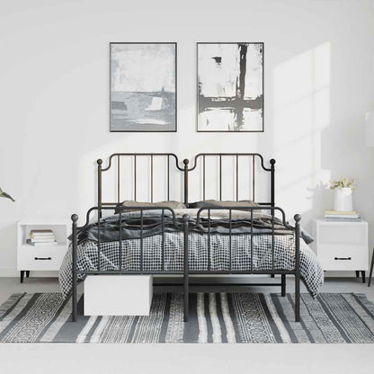 vidaXL Metal Bed Frame without Mattress with Footboard Black 150x200cm
