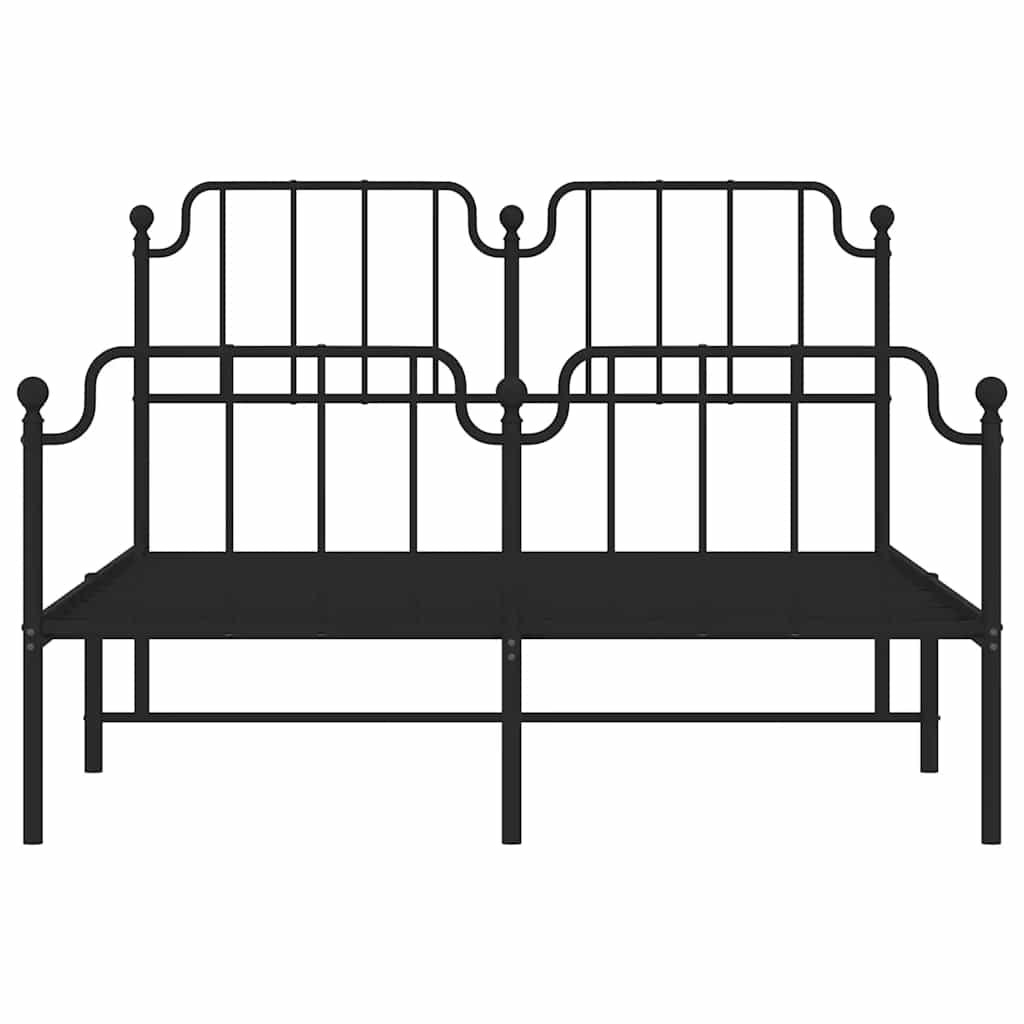 vidaXL Metal Bed Frame without Mattress with Footboard Black 150x200cm