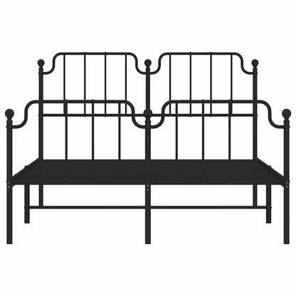 vidaXL Metal Bed Frame without Mattress with Footboard Black 150x200cm