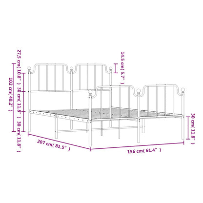 vidaXL Metal Bed Frame without Mattress with Footboard Black 150x200cm