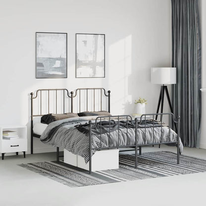 vidaXL Metal Bed Frame without Mattress with Footboard Black 150x200cm