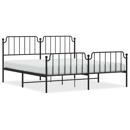 vidaXL Metal Bed Frame without Mattress with Footboard Black 183x213cm