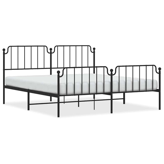 vidaXL Metal Bed Frame without Mattress with Footboard Black 183x213cm