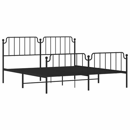 vidaXL Metal Bed Frame without Mattress with Footboard Black 183x213cm