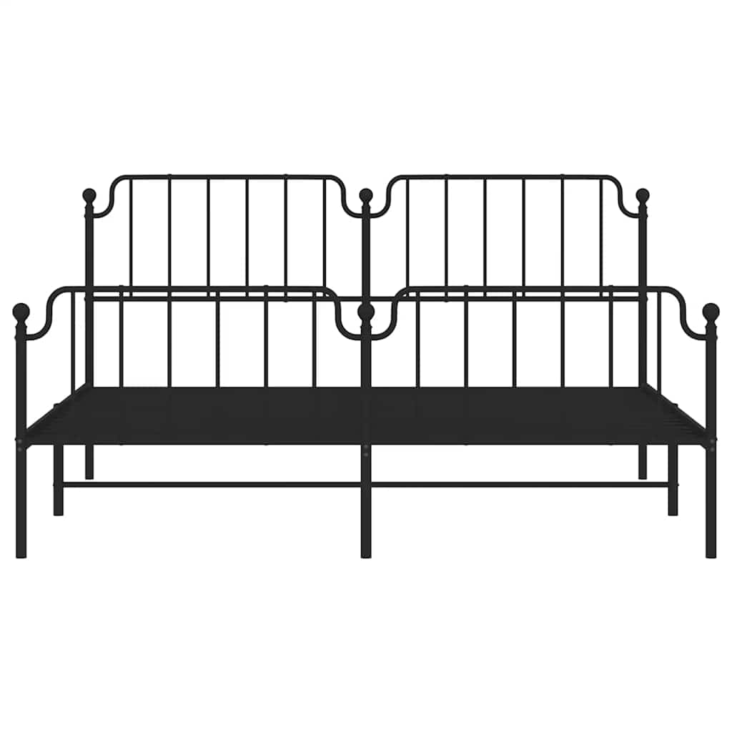 vidaXL Metal Bed Frame without Mattress with Footboard Black 183x213cm