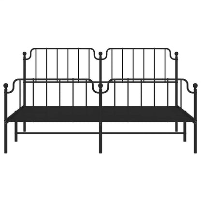 vidaXL Metal Bed Frame without Mattress with Footboard Black 183x213cm