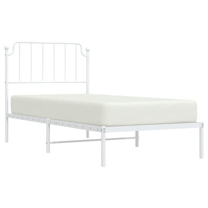vidaXL Metal Bed Frame without Mattress with Headboard White 90x200cm