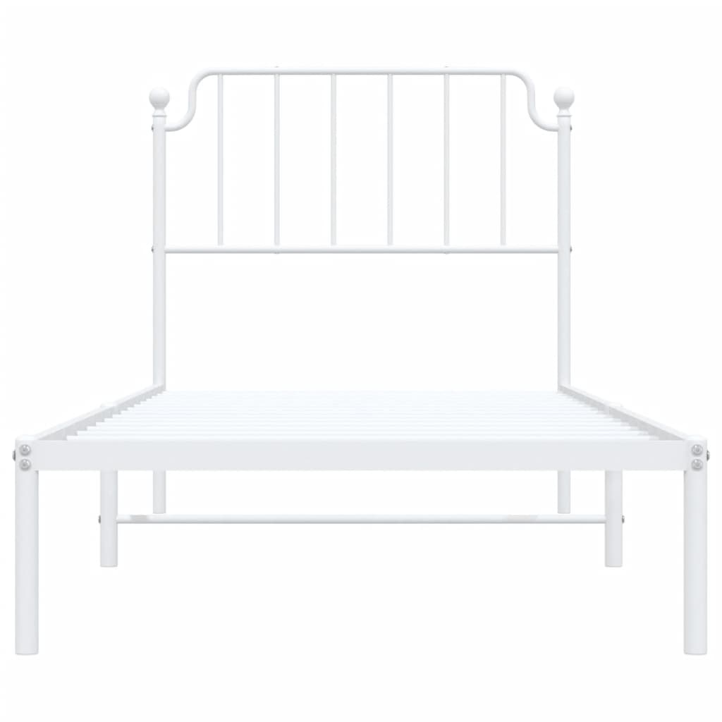 vidaXL Metal Bed Frame without Mattress with Headboard White 90x200cm