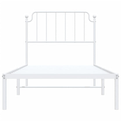 vidaXL Metal Bed Frame without Mattress with Headboard White 90x200cm