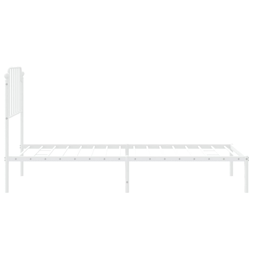 vidaXL Metal Bed Frame without Mattress with Headboard White 90x200cm
