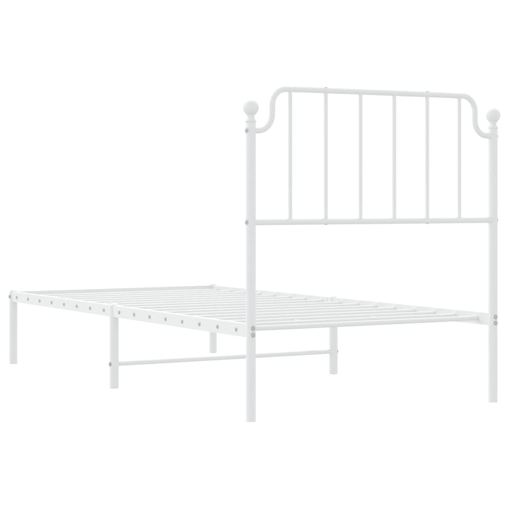 vidaXL Metal Bed Frame without Mattress with Headboard White 90x200cm