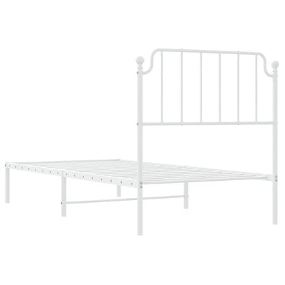 vidaXL Metal Bed Frame without Mattress with Headboard White 90x200cm