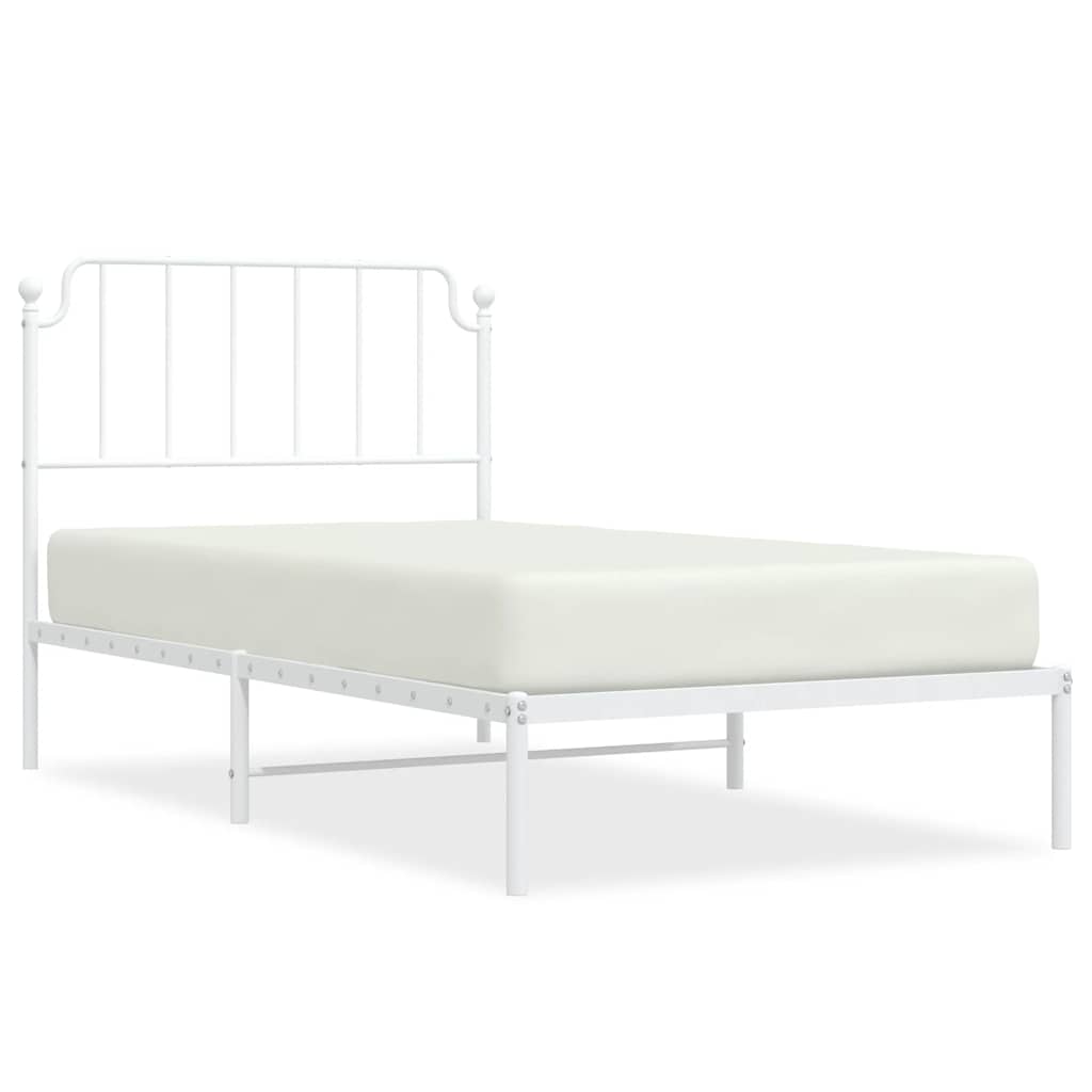 vidaXL Metal Bed Frame without Mattress with Headboard White 100x190cm