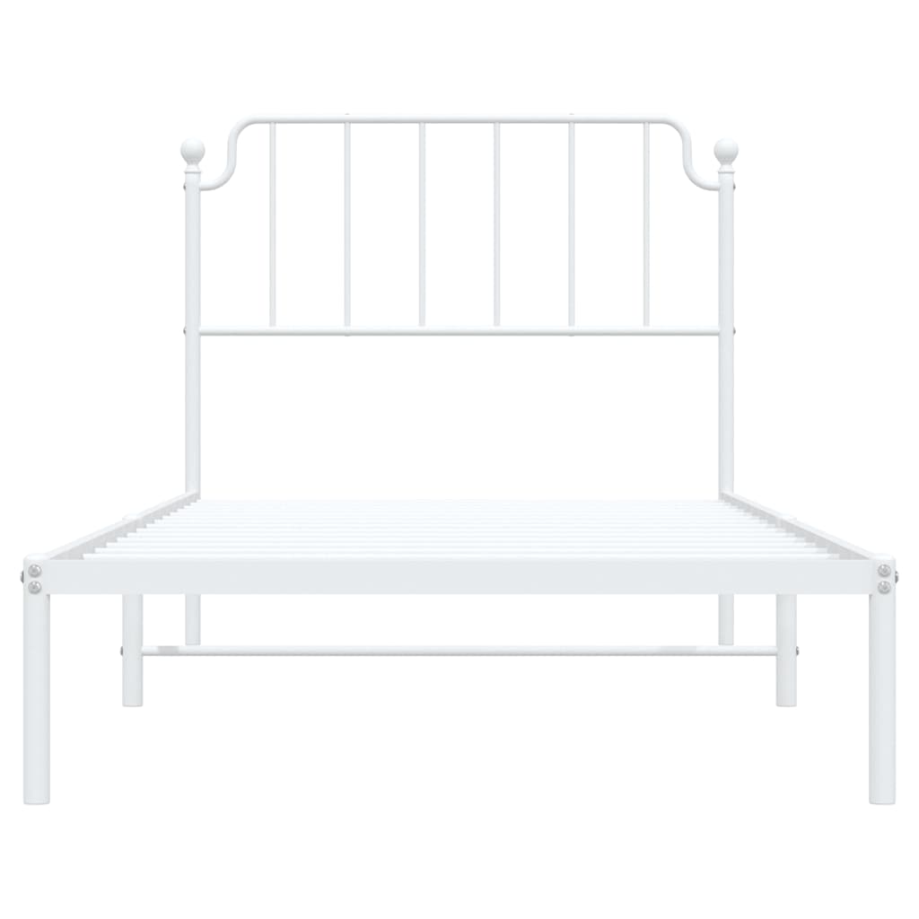 vidaXL Metal Bed Frame without Mattress with Headboard White 100x190cm