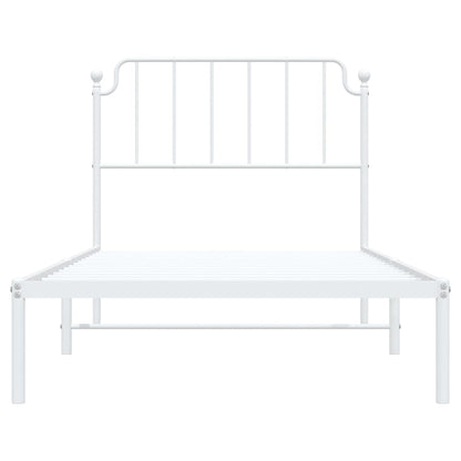 vidaXL Metal Bed Frame without Mattress with Headboard White 100x190cm