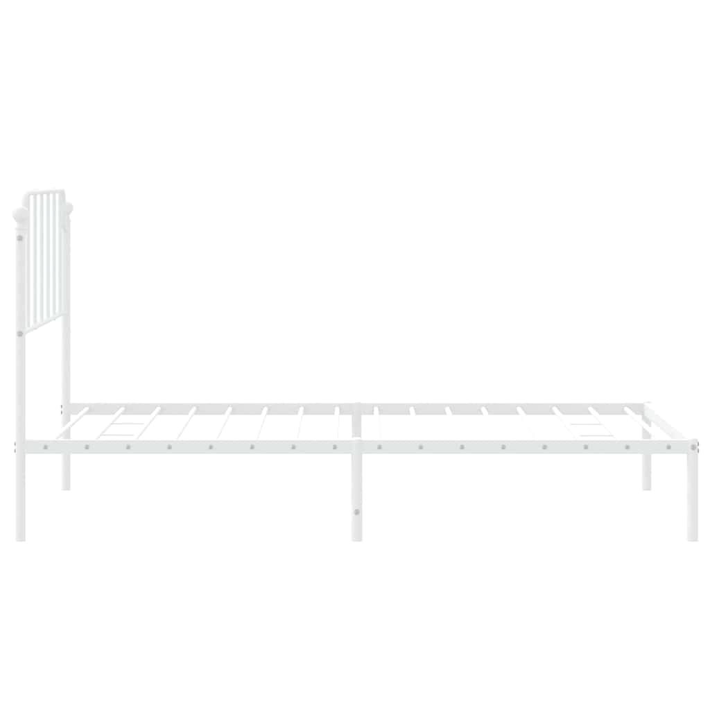 vidaXL Metal Bed Frame without Mattress with Headboard White 100x190cm