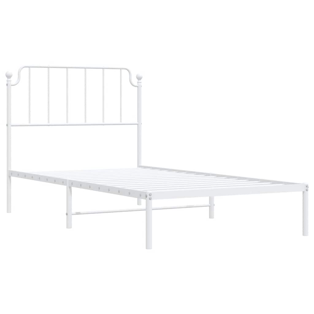 vidaXL Metal Bed Frame without Mattress with Headboard White 100x200cm