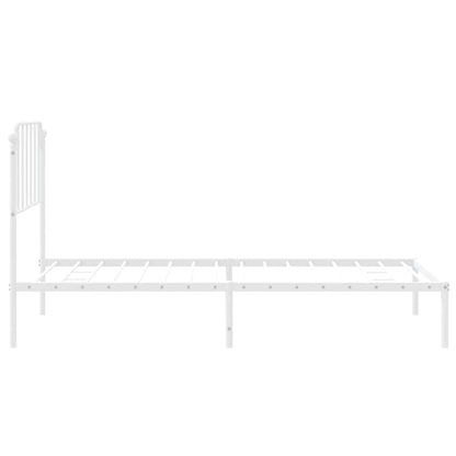 vidaXL Metal Bed Frame without Mattress with Headboard White 100x200cm