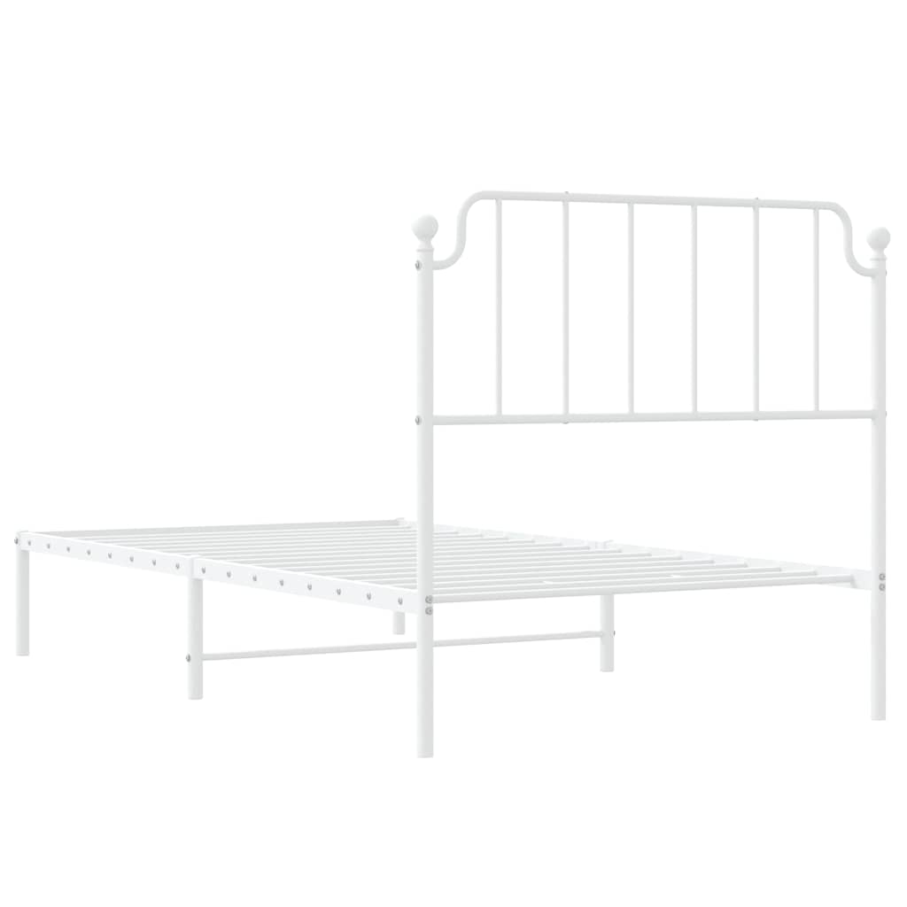 vidaXL Metal Bed Frame without Mattress with Headboard White 100x200cm