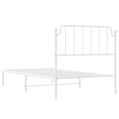 vidaXL Metal Bed Frame without Mattress with Headboard White 100x200cm