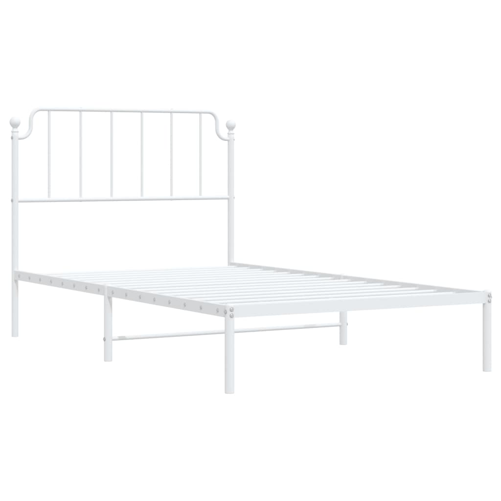 vidaXL Metal Bed Frame without Mattress with Headboard White 107x203cm