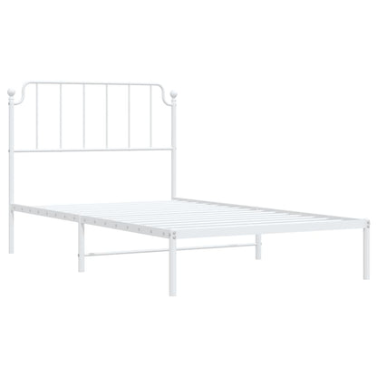 vidaXL Metal Bed Frame without Mattress with Headboard White 107x203cm