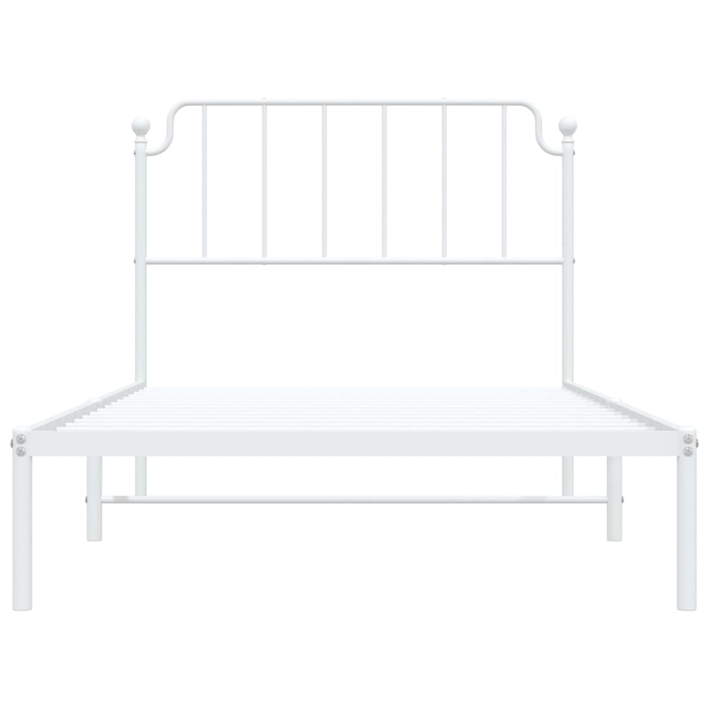 vidaXL Metal Bed Frame without Mattress with Headboard White 107x203cm