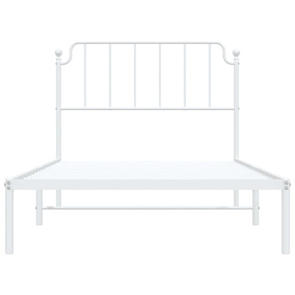 vidaXL Metal Bed Frame without Mattress with Headboard White 107x203cm