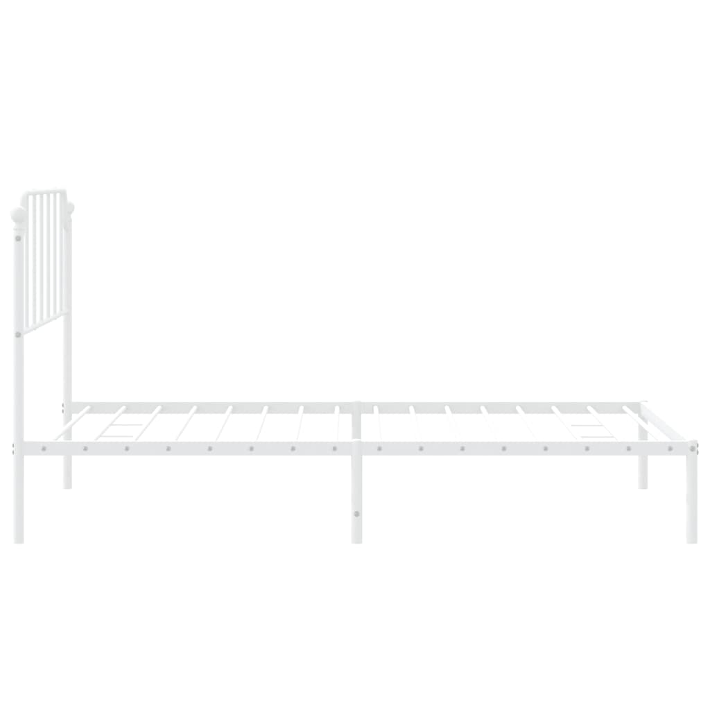 vidaXL Metal Bed Frame without Mattress with Headboard White 107x203cm