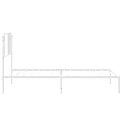 vidaXL Metal Bed Frame without Mattress with Headboard White 107x203cm