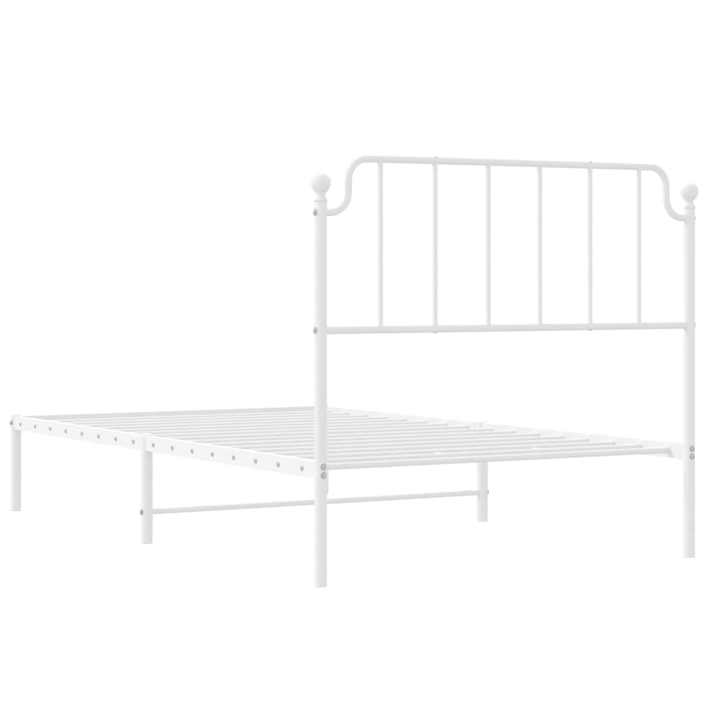 vidaXL Metal Bed Frame without Mattress with Headboard White 107x203cm