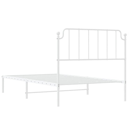 vidaXL Metal Bed Frame without Mattress with Headboard White 107x203cm