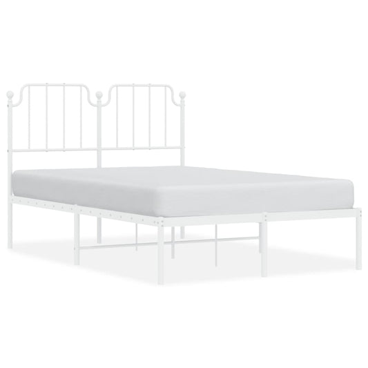 vidaXL Metal Bed Frame without Mattress with Headboard White 120x190cm