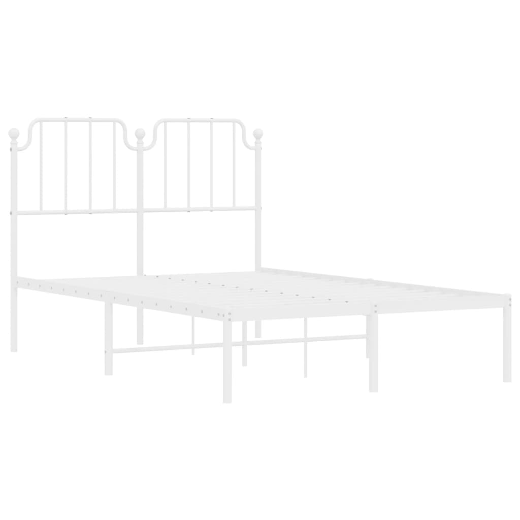 vidaXL Metal Bed Frame without Mattress with Headboard White 120x190cm