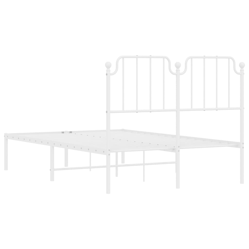 vidaXL Metal Bed Frame without Mattress with Headboard White 120x190cm