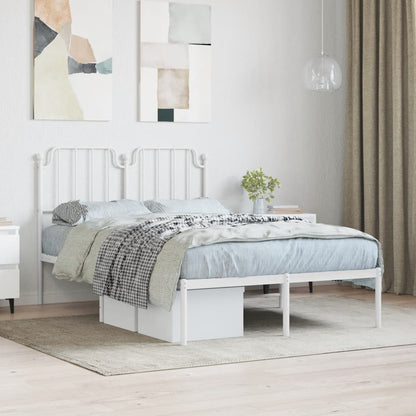 vidaXL Metal Bed Frame without Mattress with Headboard White 120x190cm