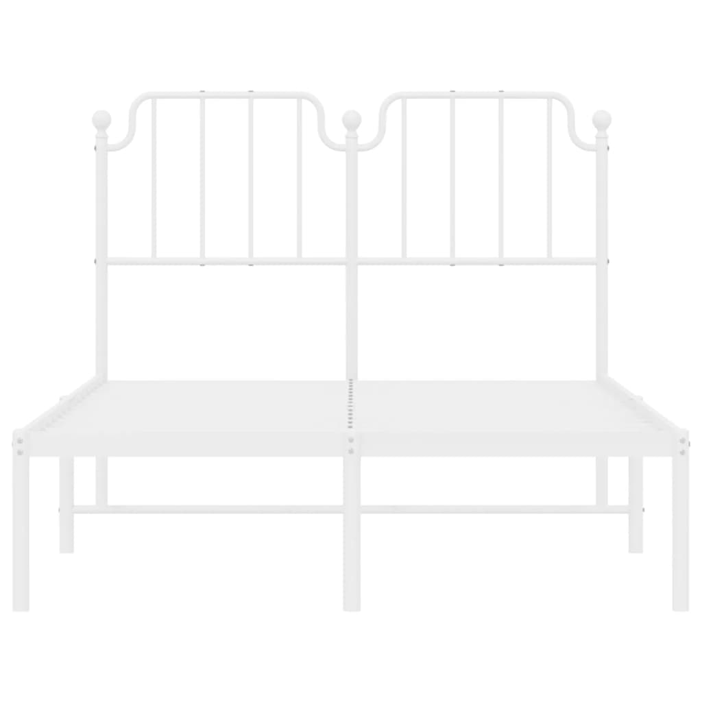 vidaXL Metal Bed Frame without Mattress with Headboard White 120x200cm