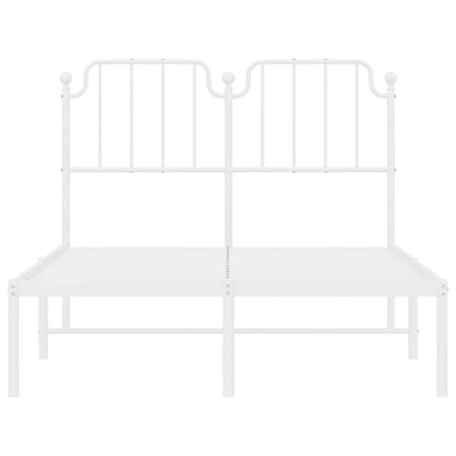 vidaXL Metal Bed Frame without Mattress with Headboard White 120x200cm