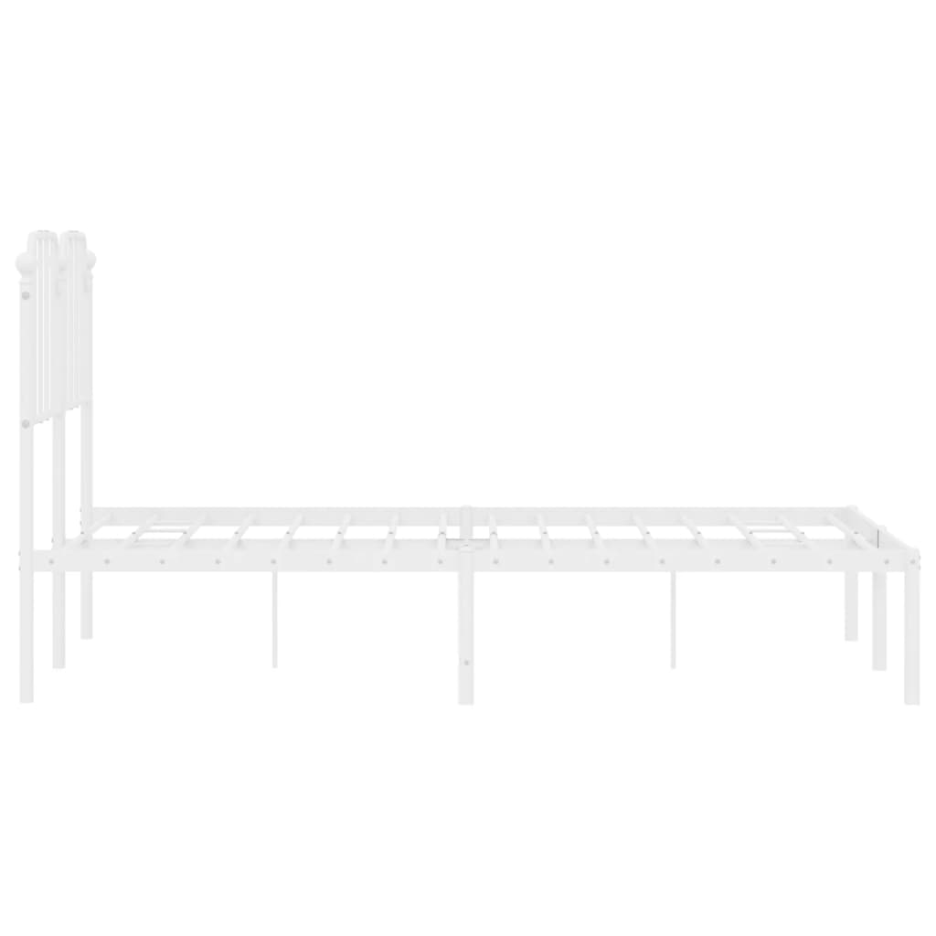 vidaXL Metal Bed Frame without Mattress with Headboard White 120x200cm